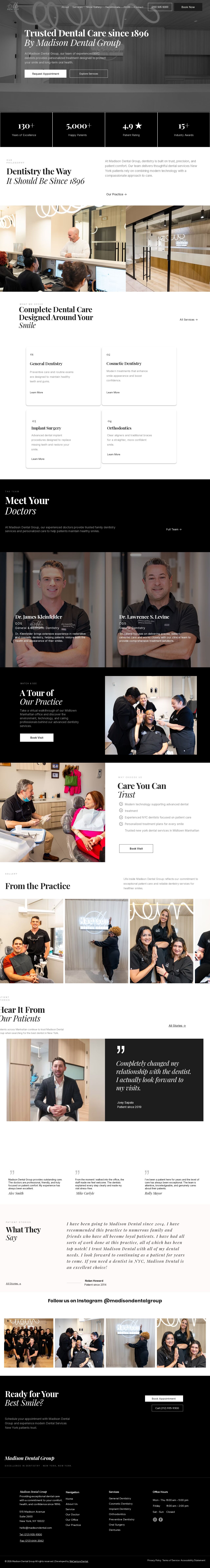 Madison Dental Group website, full homepage
