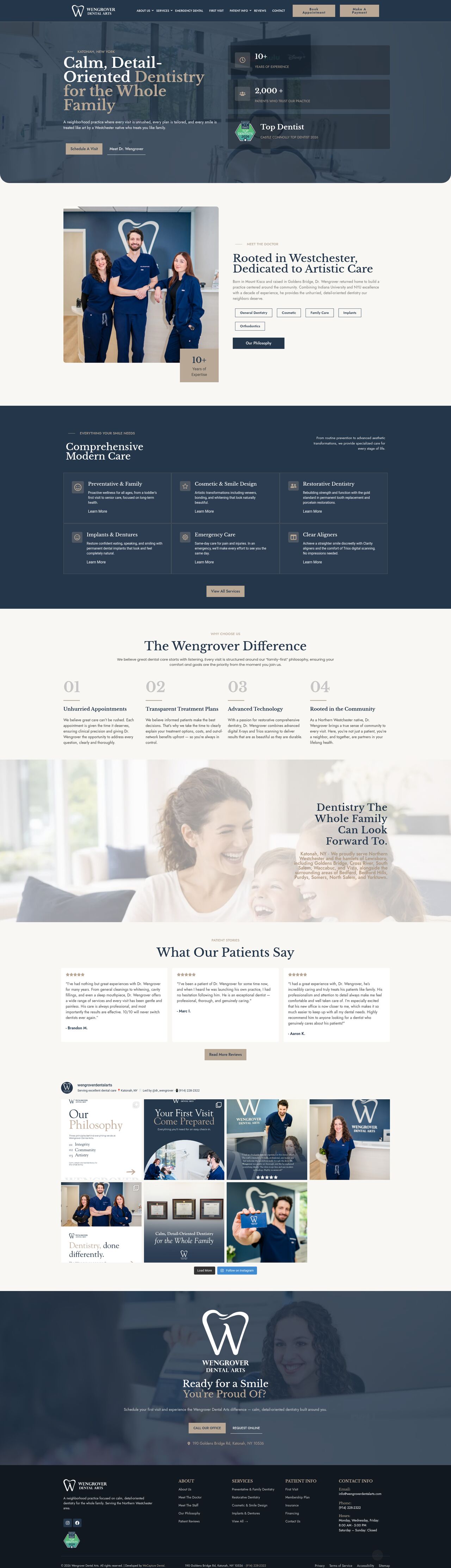 Wengrover Dental Arts website, full homepage